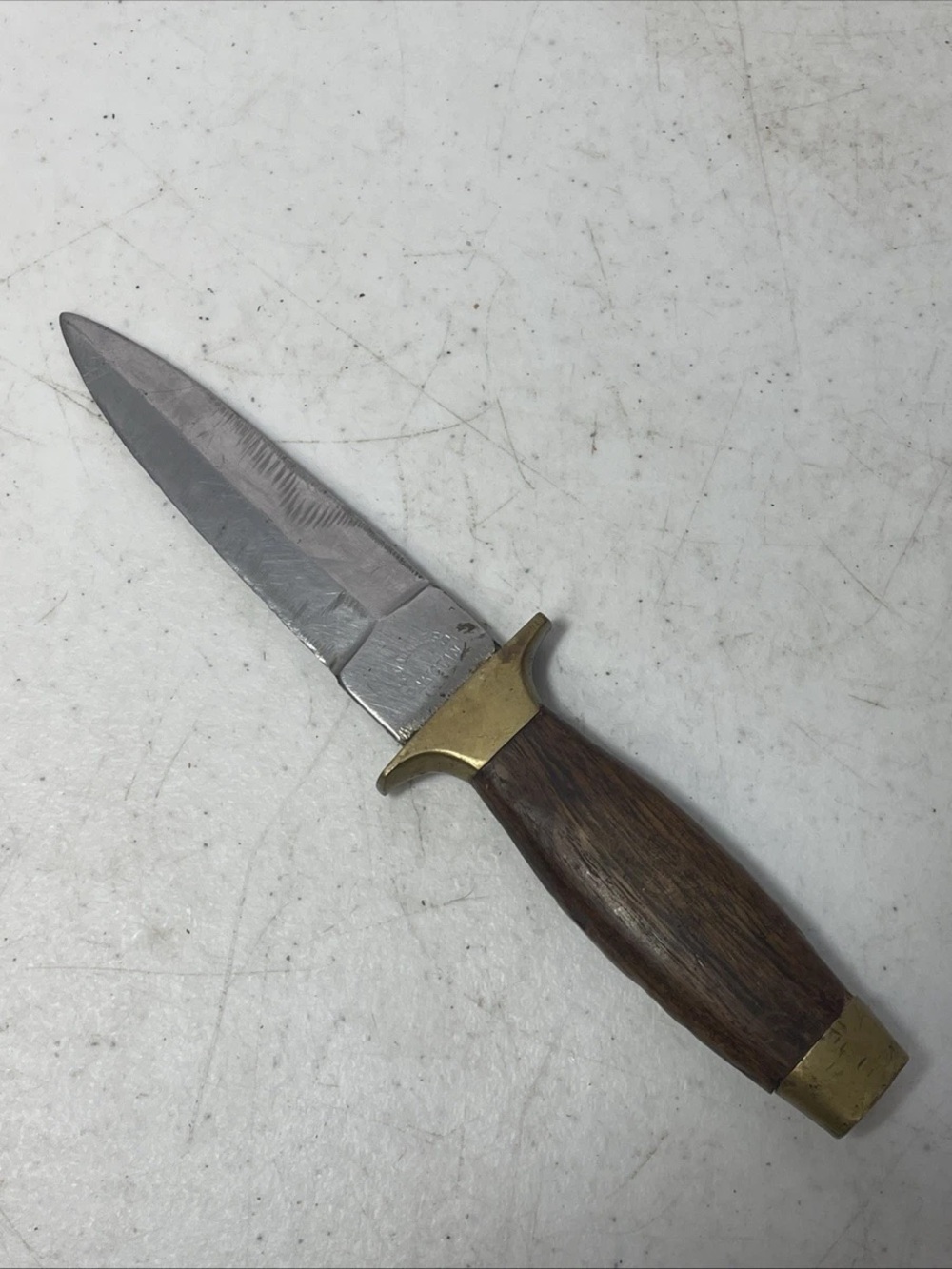 Vintage Stainless Steel Fixed Blade Boot Knife Pakistan Brass/Wood